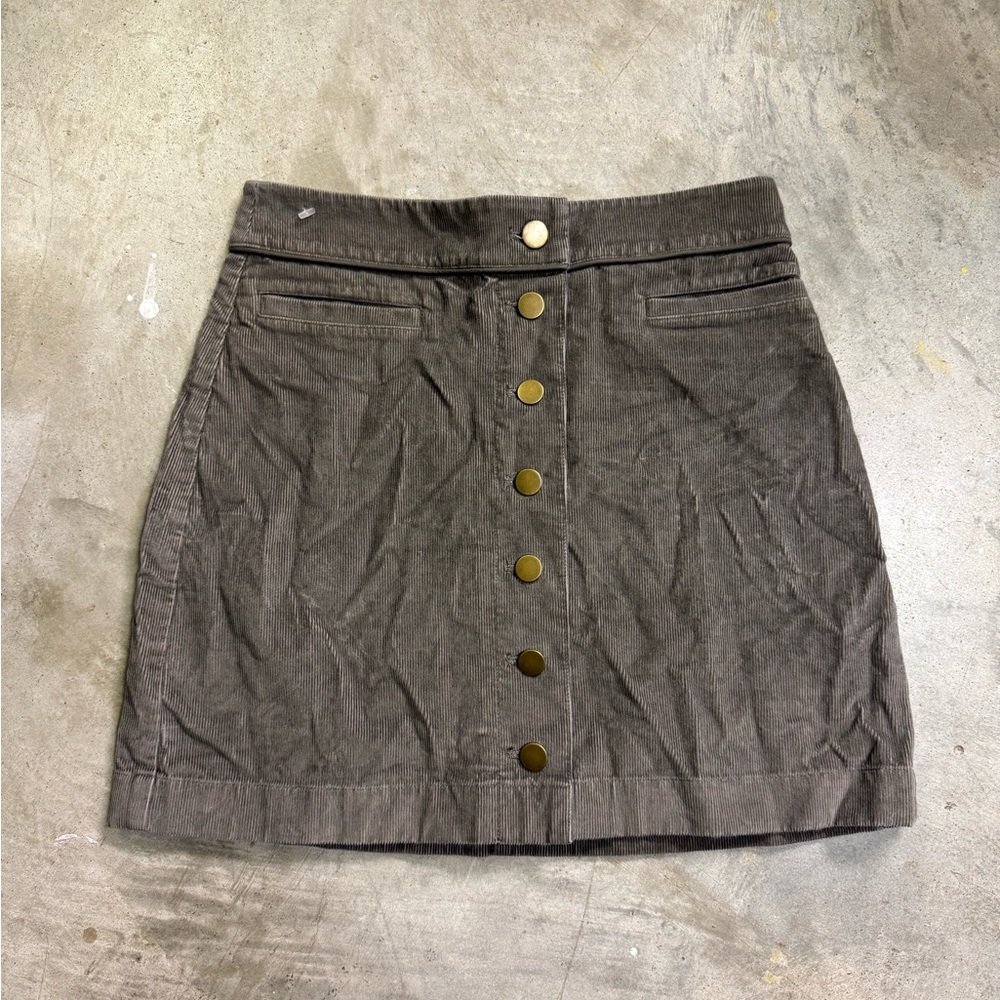 Wilfred Mini Skirt Grey Corduroy Button Up